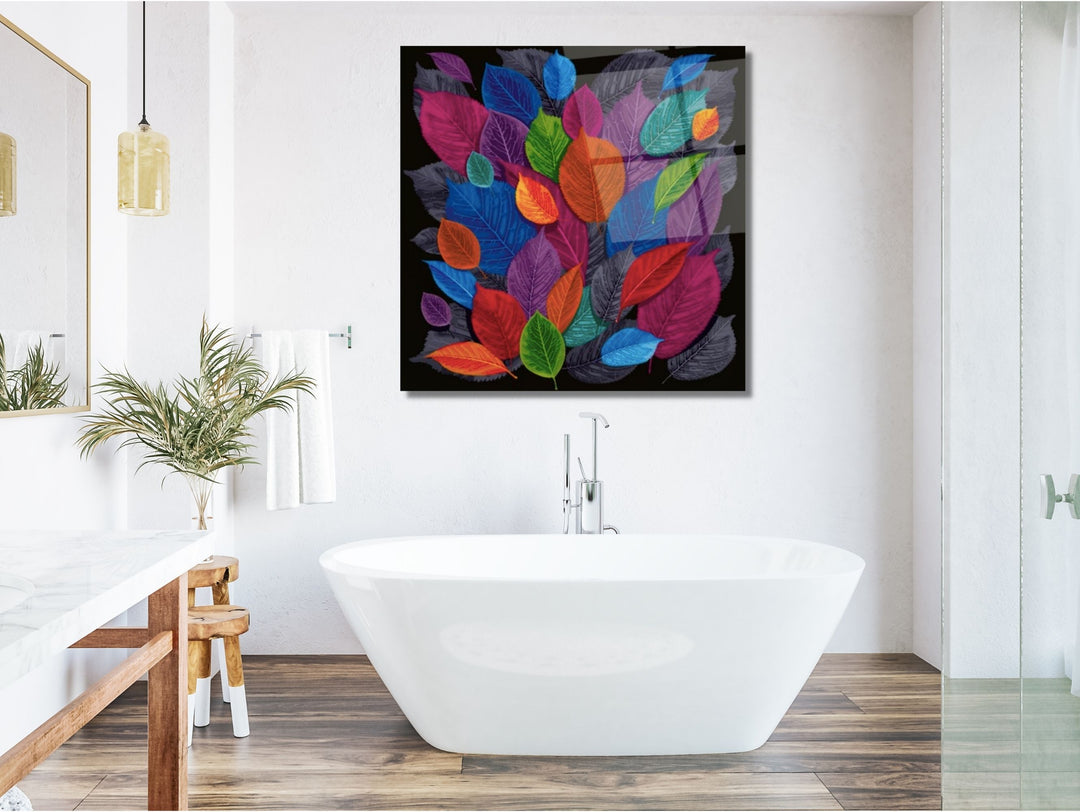 Abstract Floral Glass Printing Wall Art-Home Office Wall Painting Decor