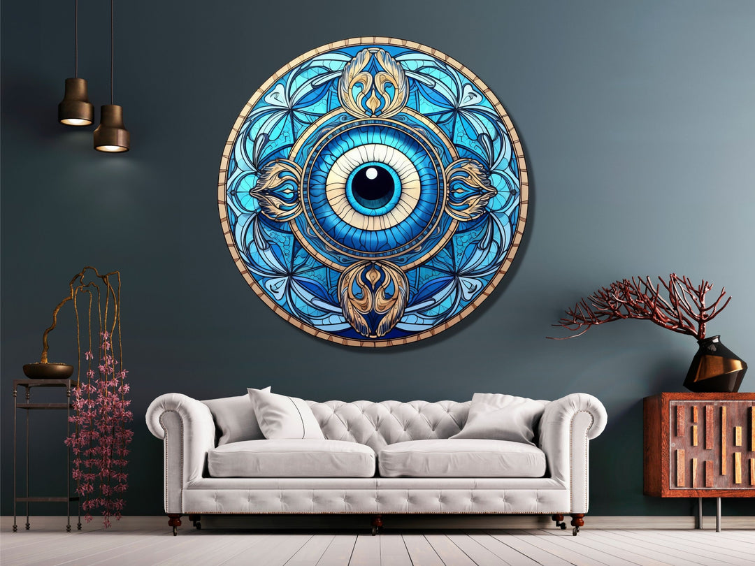 Round Evil Eye Glass Printing Wall Art-Home Office Wall Painting Decor