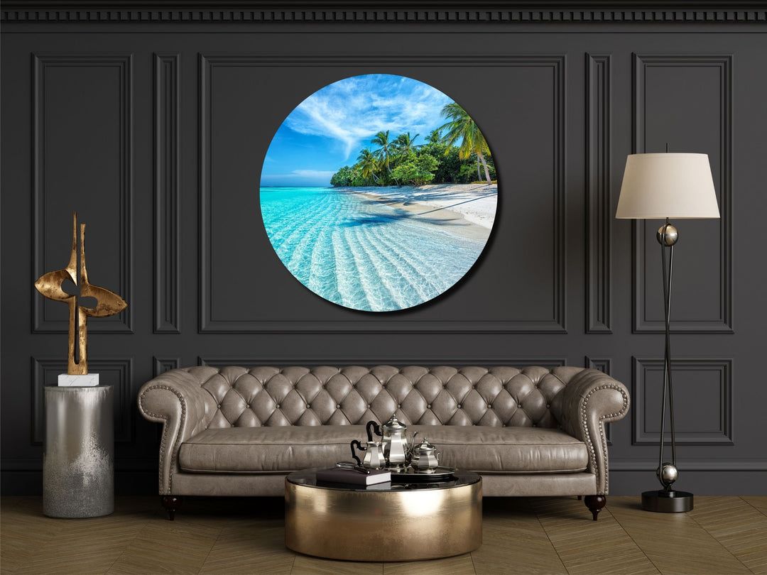 Blue Tropical Ocean Beach Wall Art Decor-Home&Office Glass Printing Wall Painting