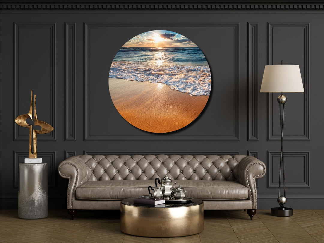 Ocean Beach&Sunset Wall Art Decor-Home&Office Glass Printing Wall Painting