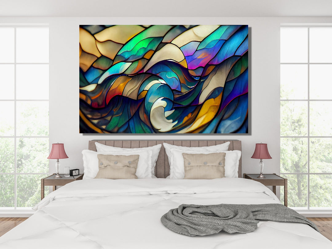 Abstract Glass Printing Wall Art-Home Office Glass Wall Painting Decor