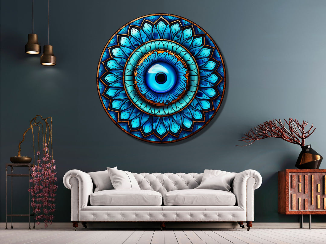 Round Evil Eye Glass Printing Wall Art-Home Office Wall Painting Decor