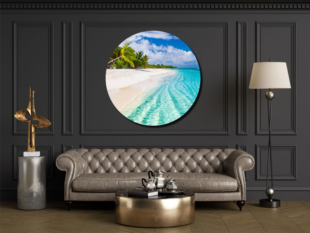 Blue Tropical Ocean Beach Wall Art Decor-Home&Office Glass Printing Wall Painting