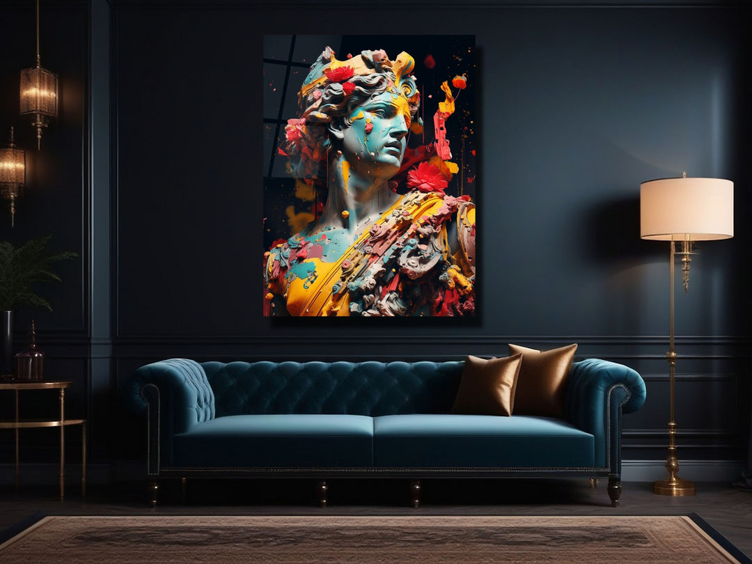 Colorful Sculpture Tempered Glass Wall Art Decor-Home&Office Glass Printing Wall Painting