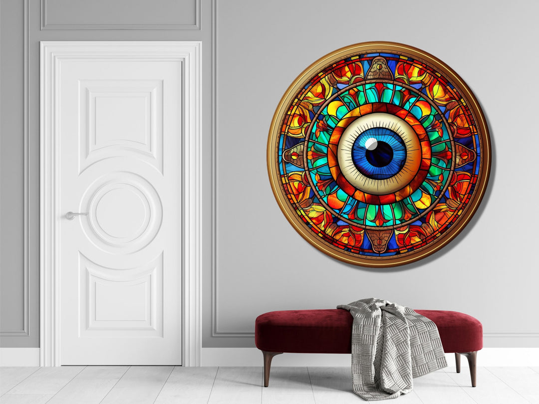 Round Evil Eye Glass Printing Wall Art-Home Office Wall Painting Decor