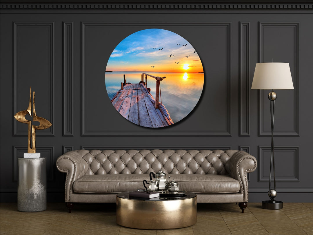 Ocean Beach&Sunset Wall Art Decor-Home&Office Glass Printing Wall Painting