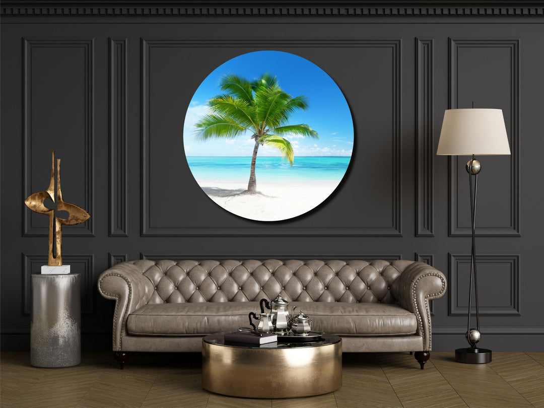 Blue Tropical Ocean Beach Wall Art Decor-Home&Office Glass Printing Wall Painting