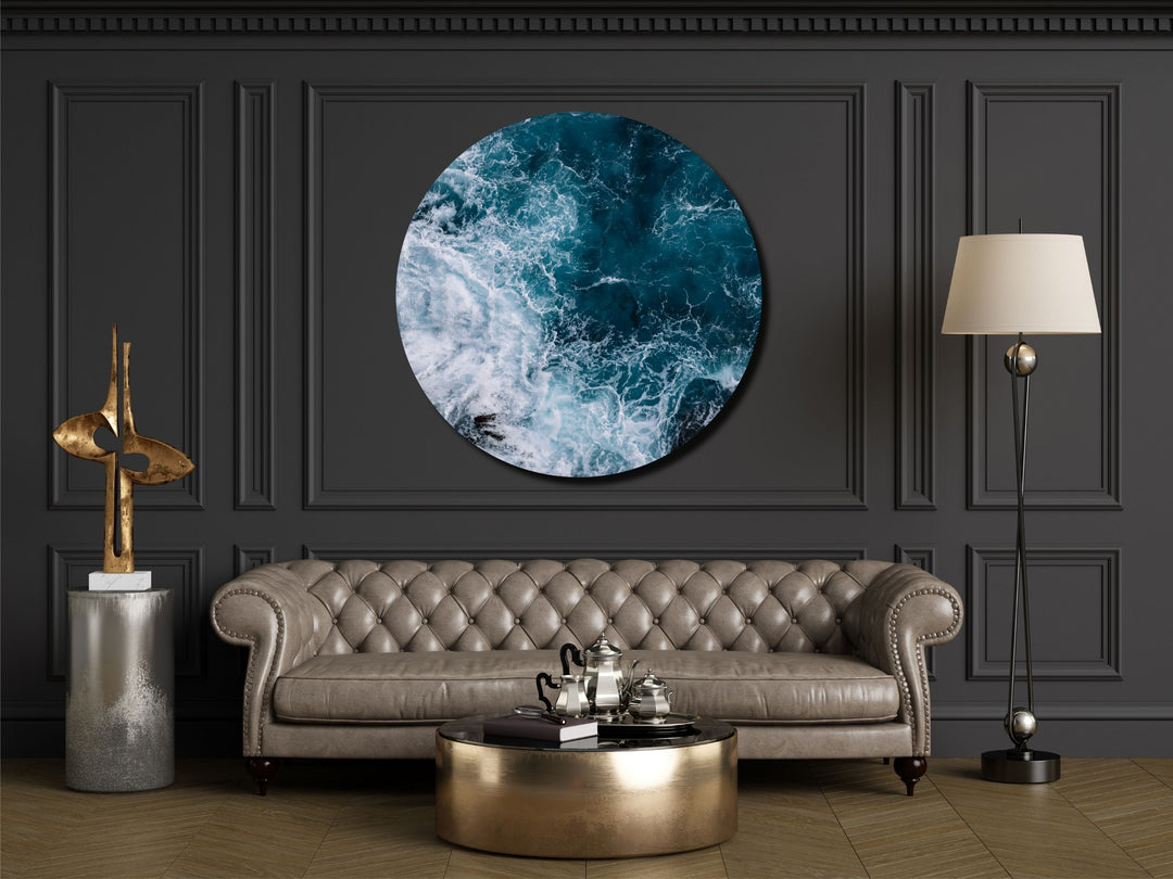 Blue Ocean Wave Wall Art Decor-Home&Office Glass Printing Wall Painting