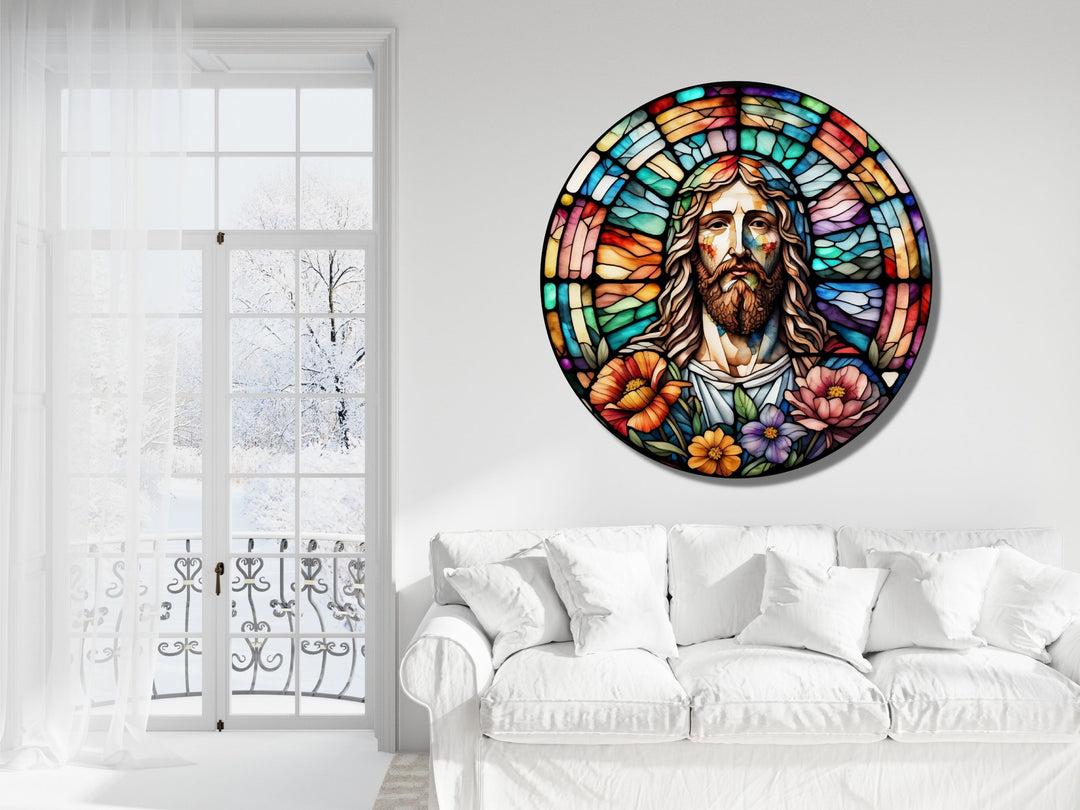 Stained Glass Jesus Christ Pattern Wall Art Window-Wall Painting Decor