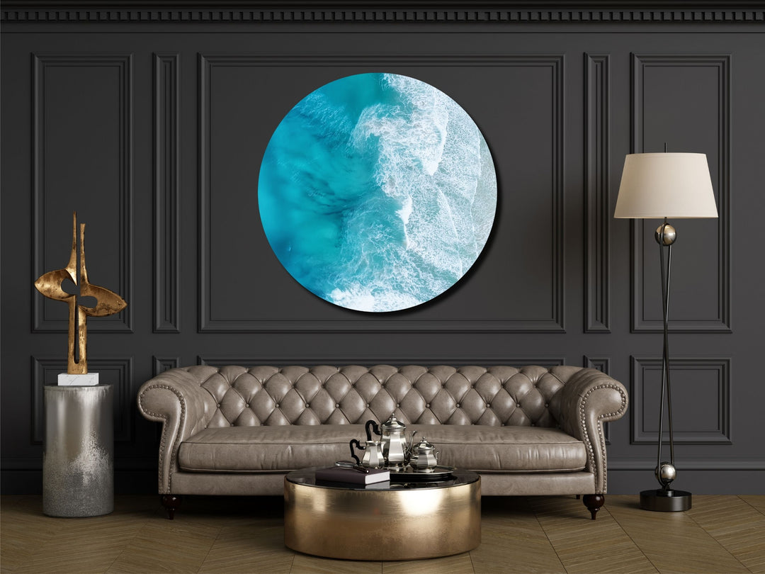 Blue Ocean Wave Wall Art Decor-Home&Office Glass Printing Wall Painting