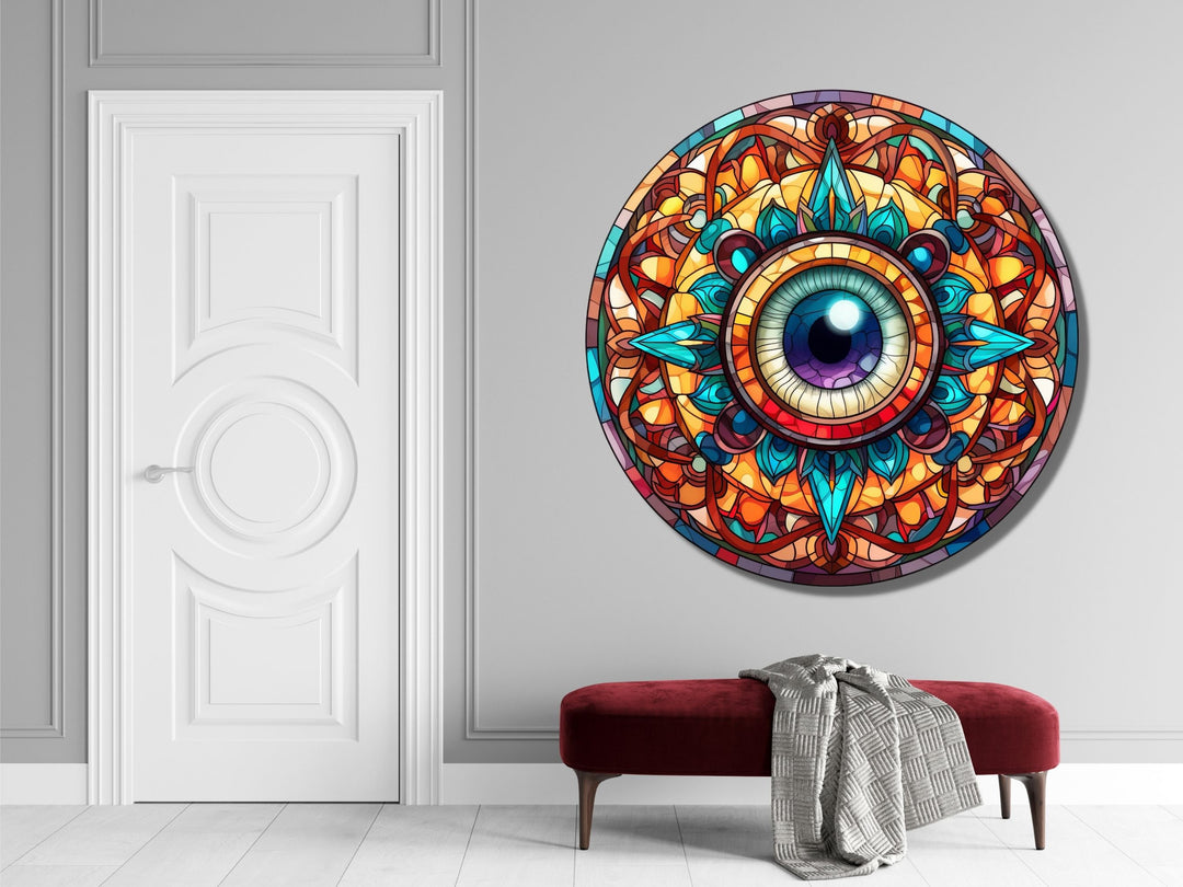 Round Evil Eye Glass Printing Wall Art-Home Office Wall Painting Decor