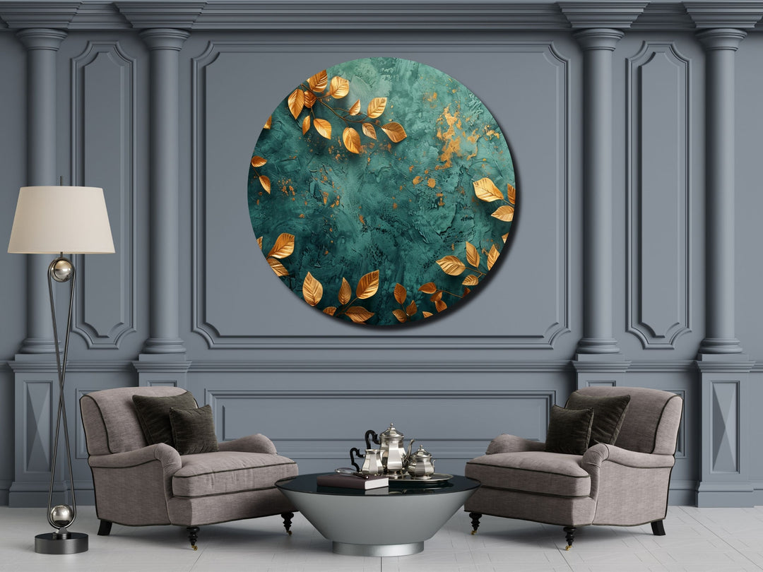 Abstract Gold Green Wall Art Decor-Home&Office Glass Printing Wall Painting