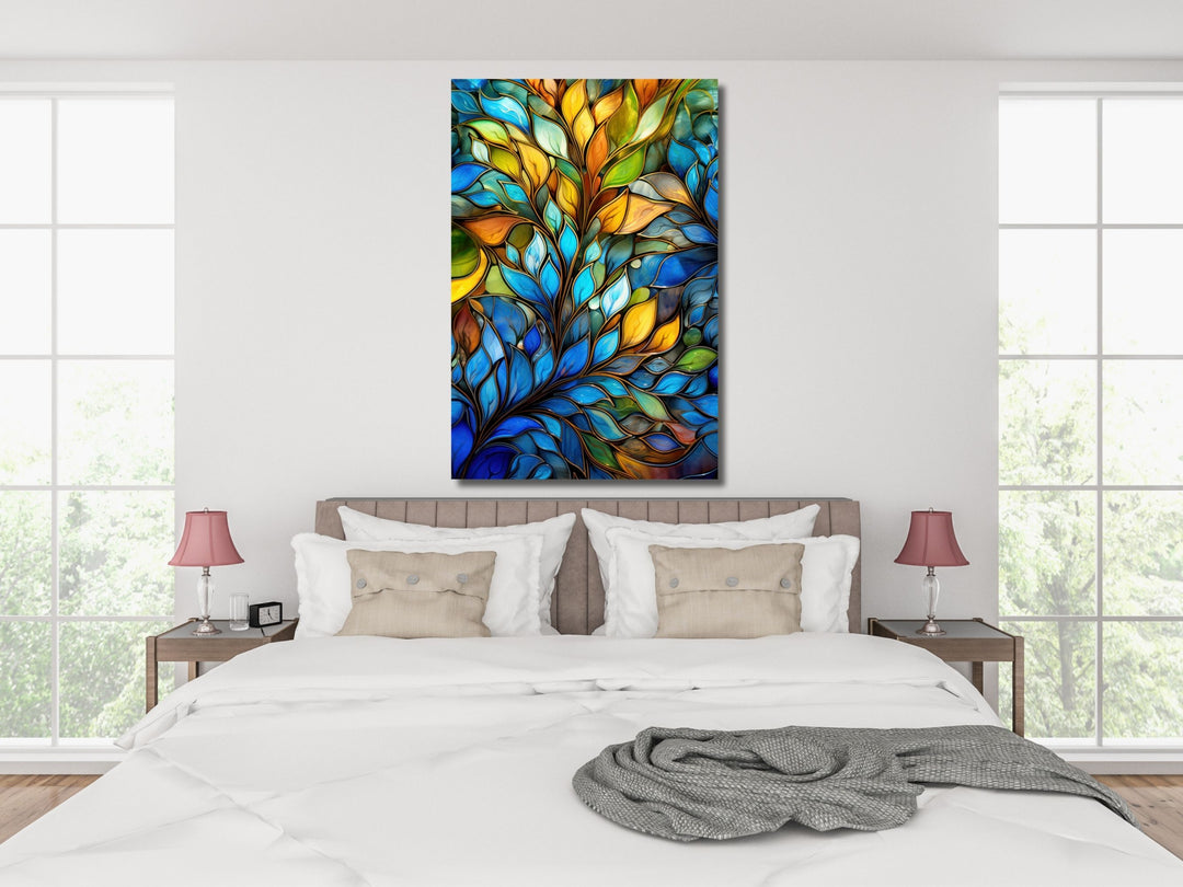 Stained Glass Floral Pattern Wall Art-Home Office Wall Painting Decor