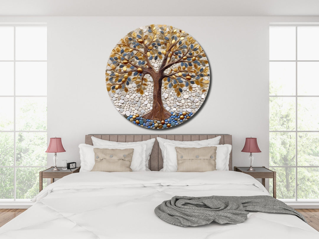 Tree of Life Stained Glass Pattern Wall Art Window-Wall Painting Decor Round