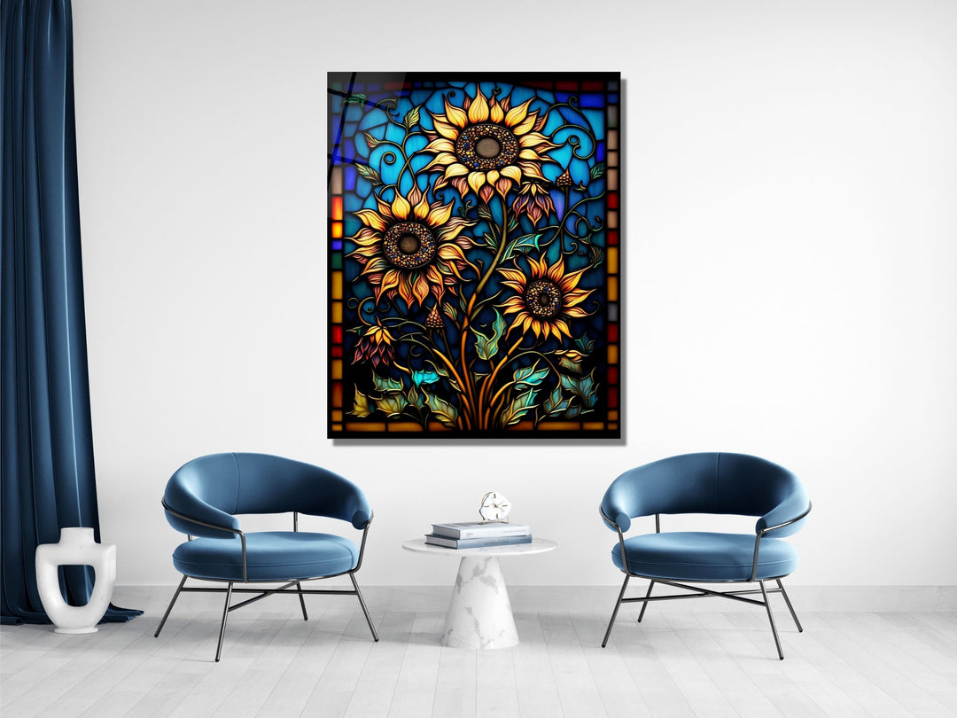 Stained Glass Sunflower Pattern Wall Art Window-Wall Painting Decor