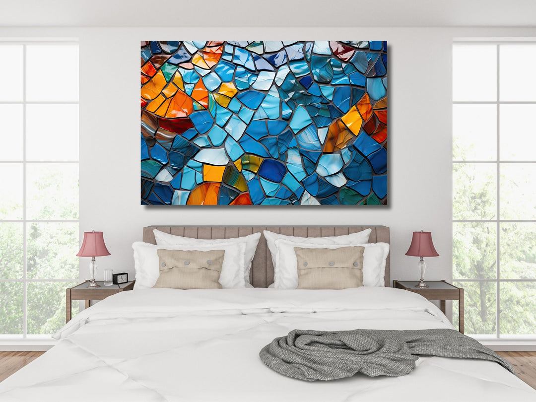 Abstract Mosaic Stained Glass Pattern Wall Art-Home Office Wall Painting Decor