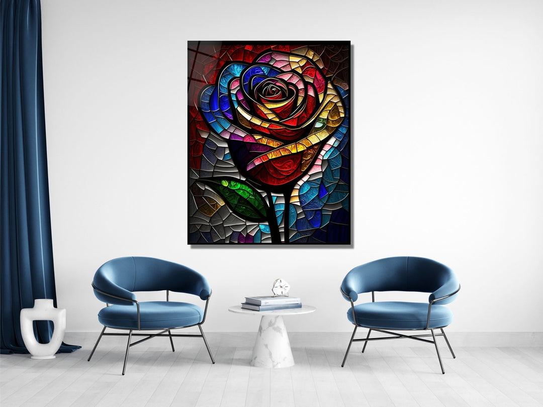 Stained Glass Rose Pattern Wall Art Window-Wall Painting Decor