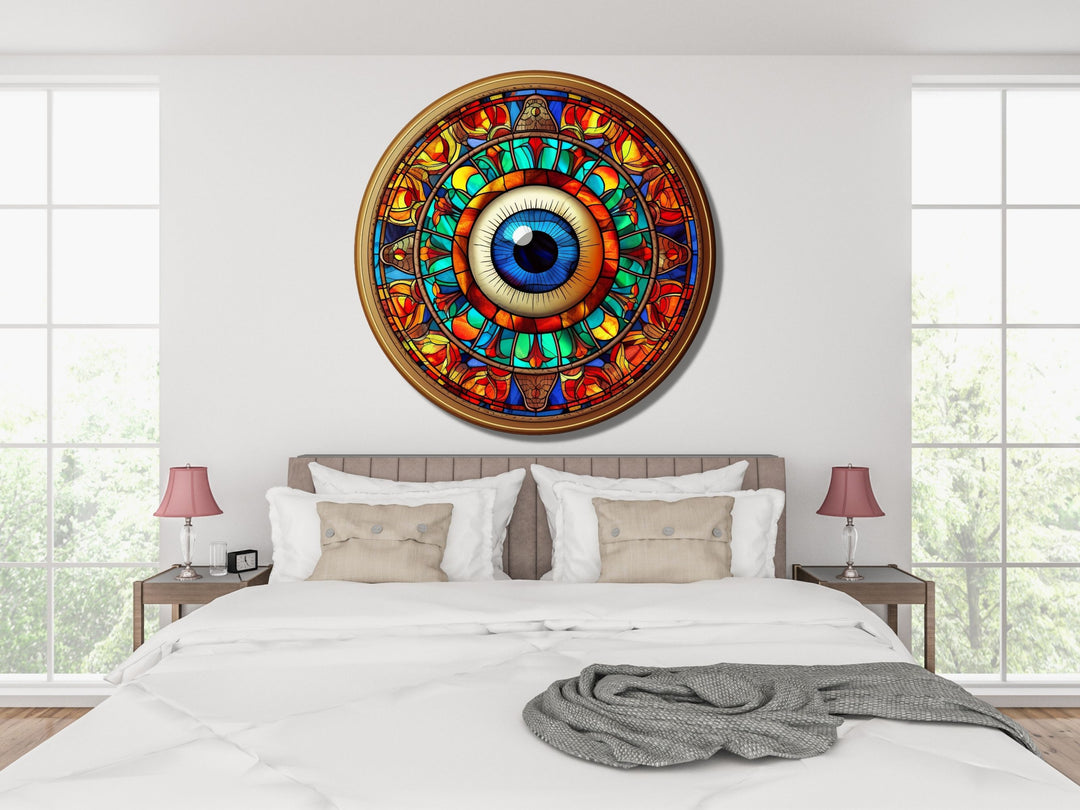 Round Evil Eye Glass Printing Wall Art-Home Office Wall Painting Decor