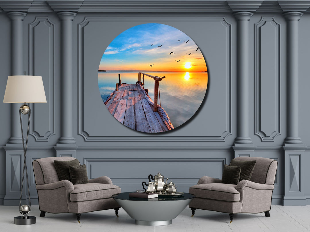 Ocean Beach&Sunset Wall Art Decor-Home&Office Glass Printing Wall Painting