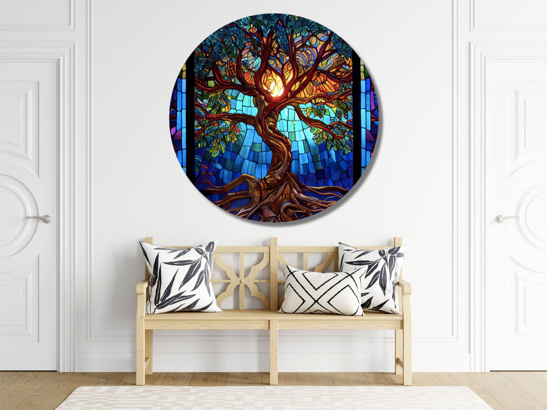 Stained Glass Wall Art Tree of Life Window-Wall Painting Decor Panel