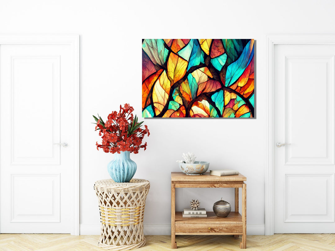 Abstract Floral Glass Printing Wall Art-Home Office Wall Painting Decor