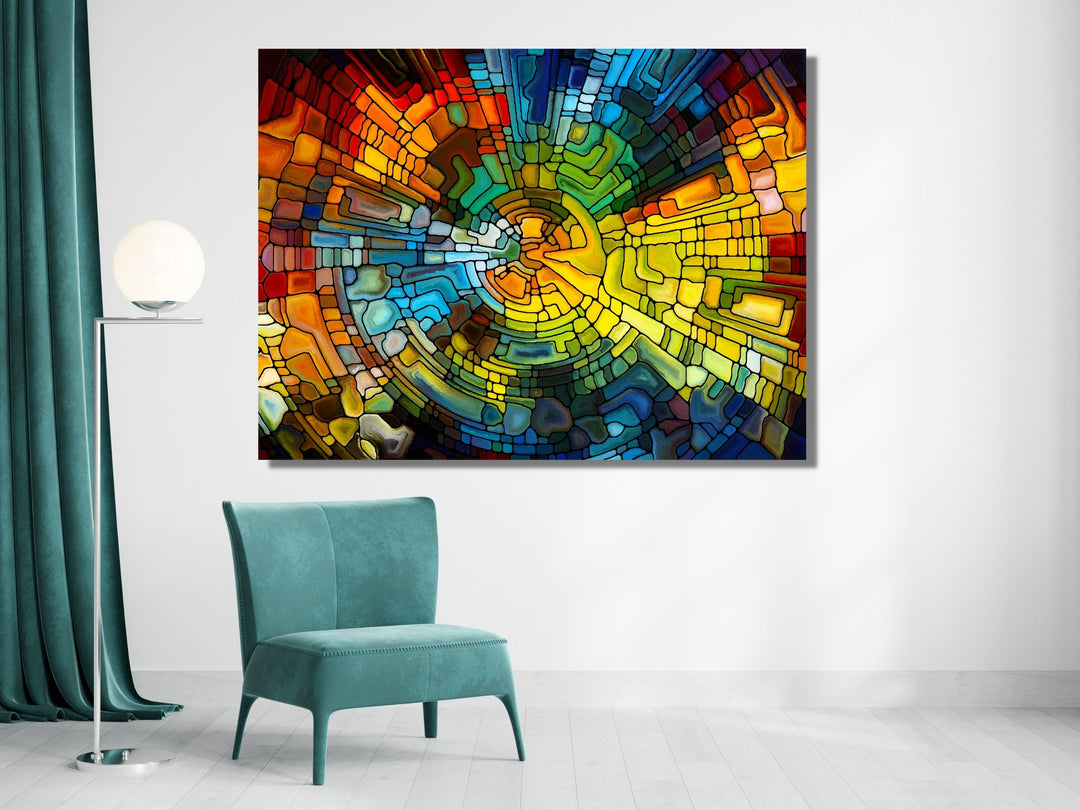 Abstract Stained Glass Pattern Wall Art-Home Office Wall Painting Decor Panel