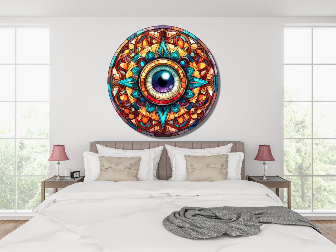 Round Evil Eye Glass Printing Wall Art-Home Office Wall Painting Decor