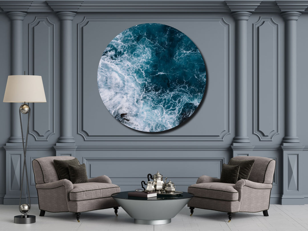 Blue Ocean Wave Wall Art Decor-Home&Office Glass Printing Wall Painting