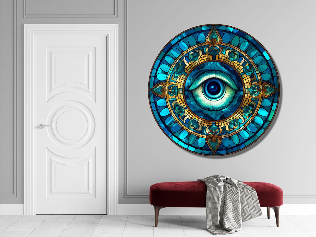 Round Evil Eye Glass Printing Wall Art-Home Office Wall Painting Decor