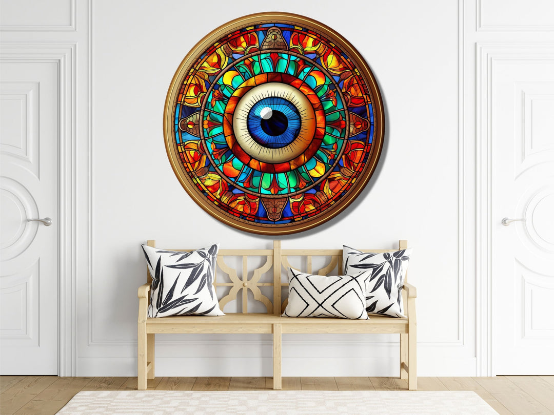 Round Evil Eye Glass Printing Wall Art-Home Office Wall Painting Decor