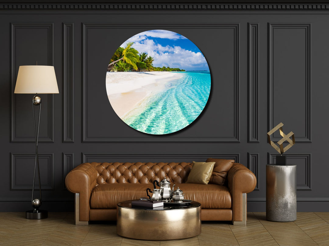 Blue Tropical Ocean Beach Wall Art Decor-Home&Office Glass Printing Wall Painting