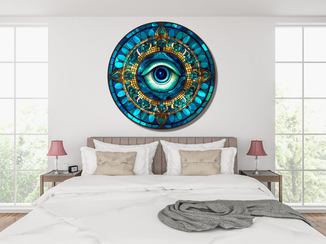 Round Evil Eye Glass Printing Wall Art-Home Office Wall Painting Decor