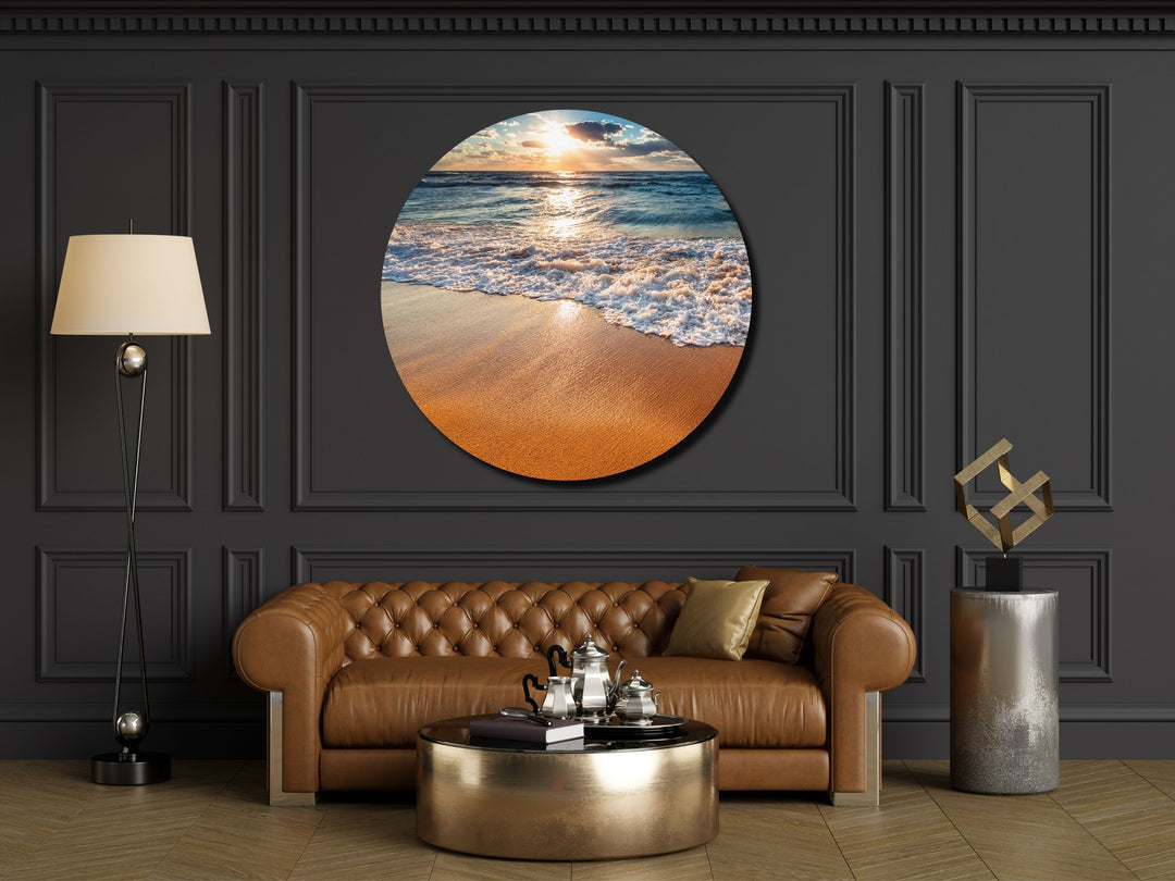 Ocean Beach&Sunset Wall Art Decor-Home&Office Glass Printing Wall Painting