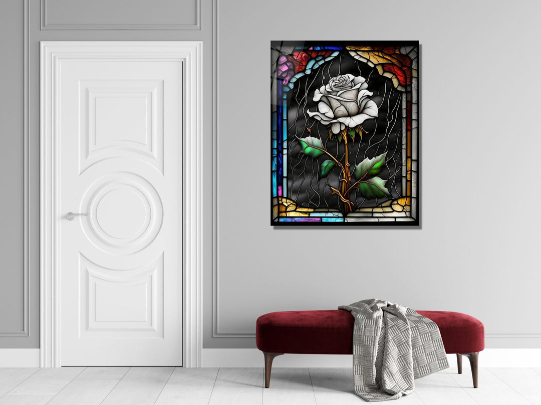 Stained Glass Rose Pattern Wall Art Window-Wall Painting Decor