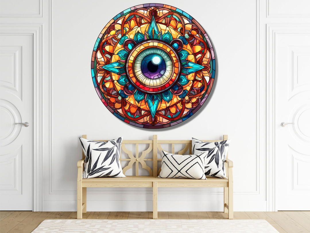 Round Evil Eye Glass Printing Wall Art-Home Office Wall Painting Decor