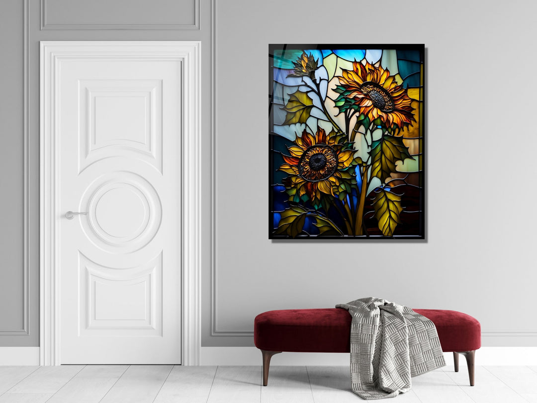 Stained Glass Sunflower Pattern Wall Art Window-Wall Painting Decor