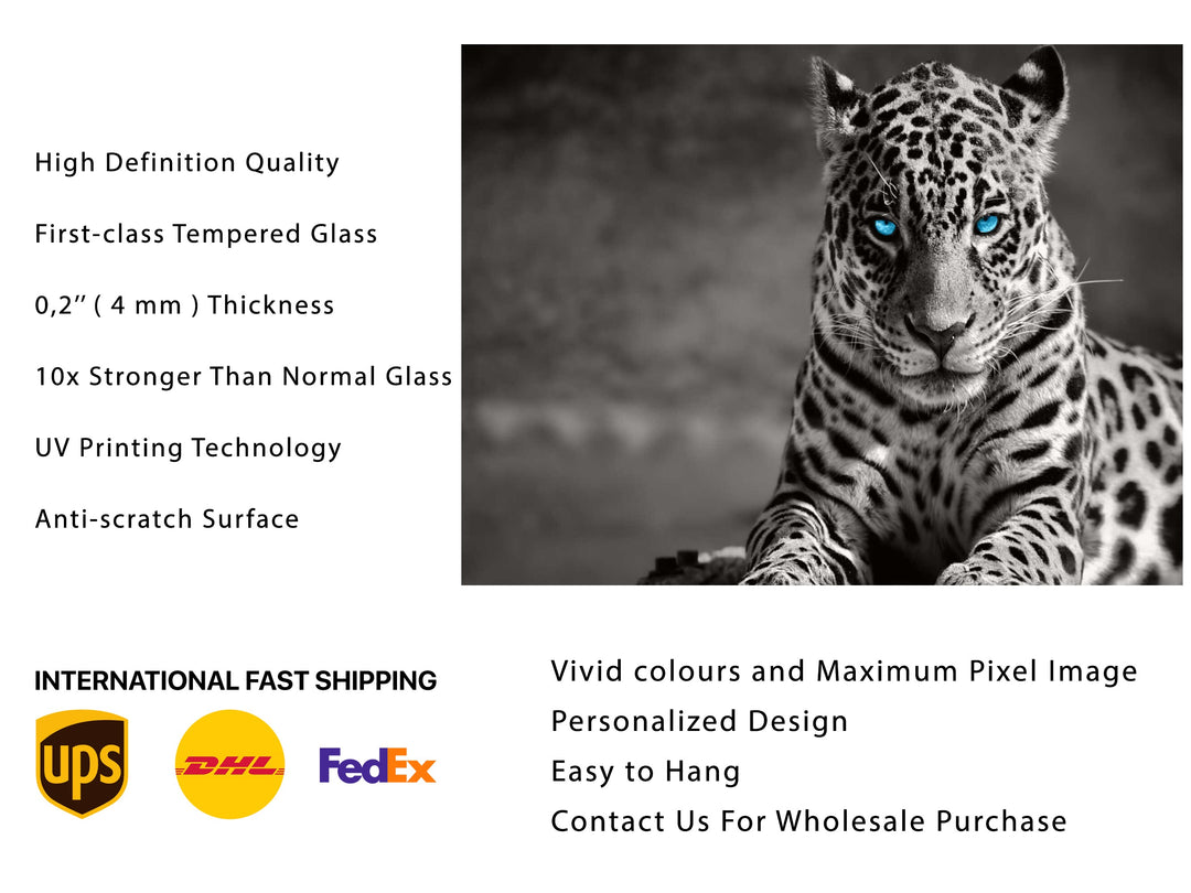 Jaguar Glass Printing Wall Art-Home Office Wall Painting Decoration