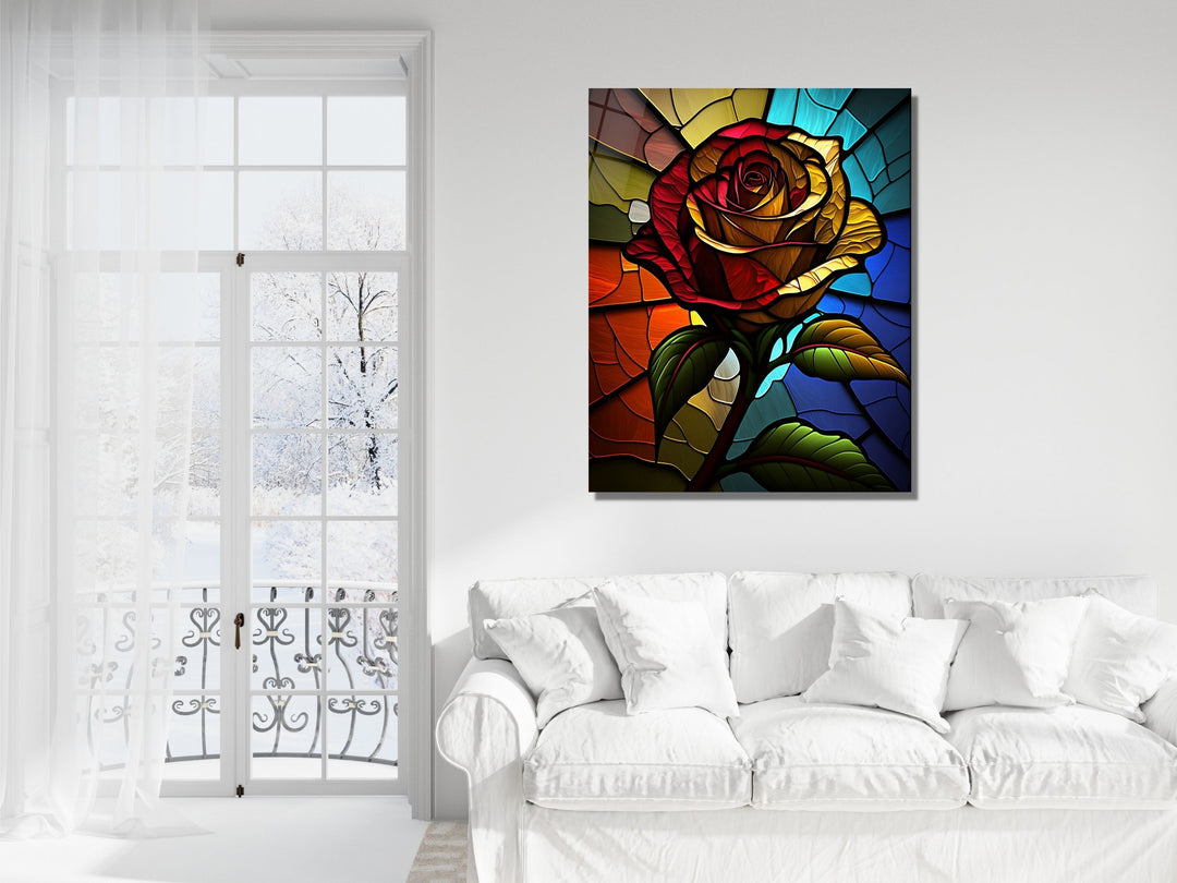 Stained Glass Rose Pattern Wall Art Window-Wall Painting Decor