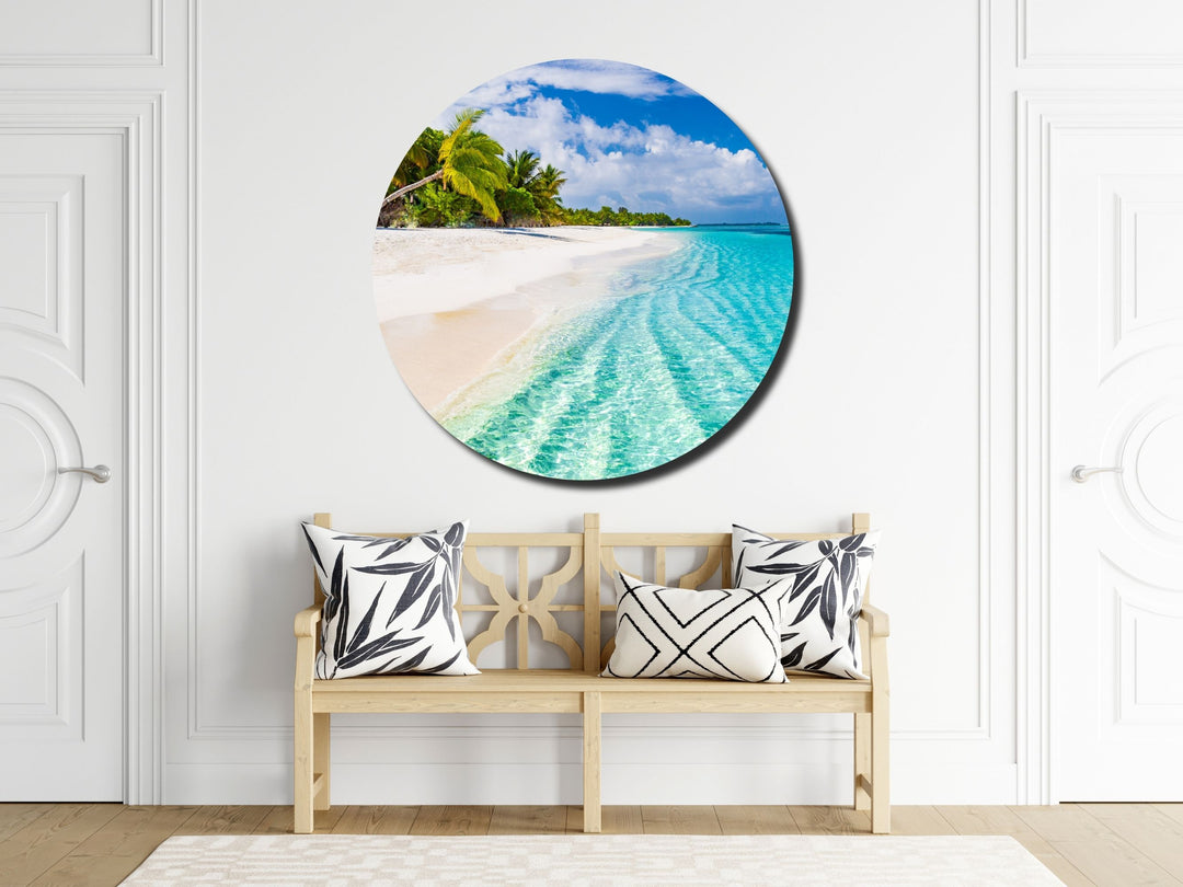 Blue Tropical Ocean Beach Wall Art Decor-Home&Office Glass Printing Wall Painting