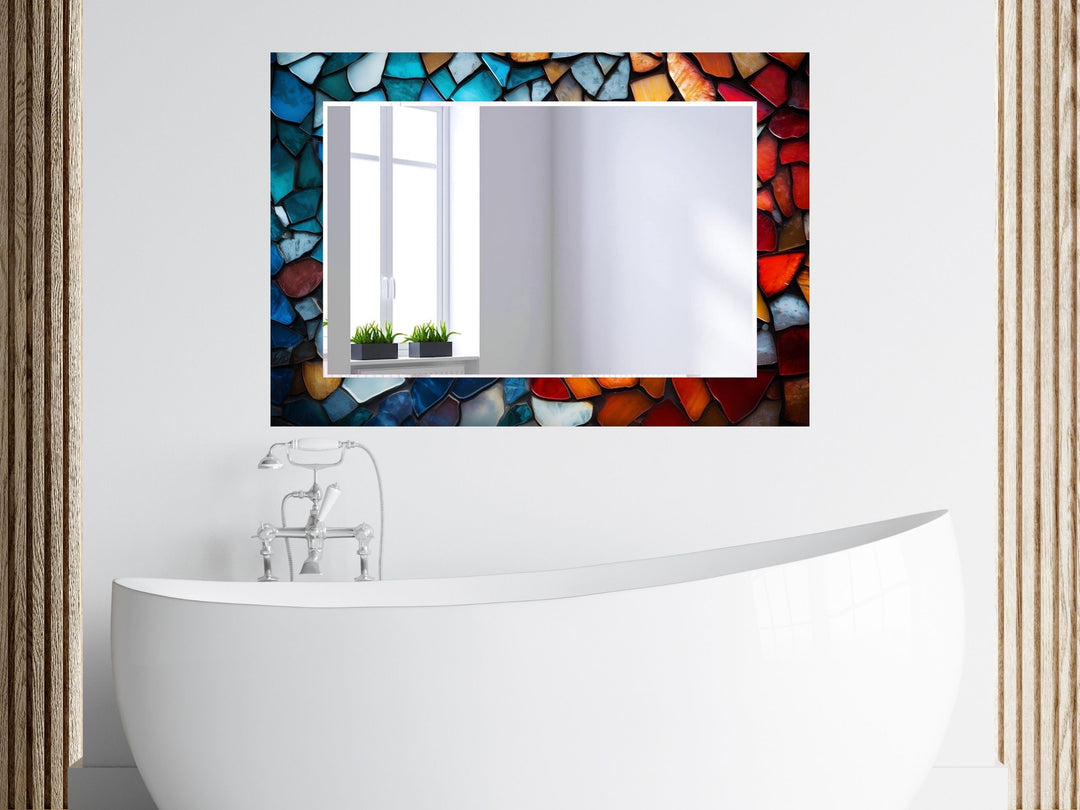 Abstract Stained Glass Pattern Wall Mirror-Home Office Wall Decoration