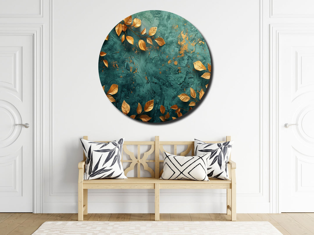 Abstract Gold Green Wall Art Decor-Home&Office Glass Printing Wall Painting