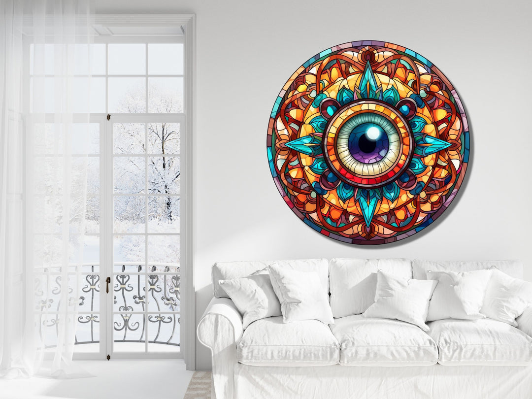 Round Evil Eye Glass Printing Wall Art-Home Office Wall Painting Decor