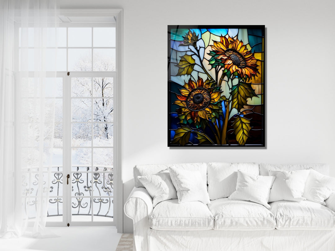 Stained Glass Sunflower Pattern Wall Art Window-Wall Painting Decor