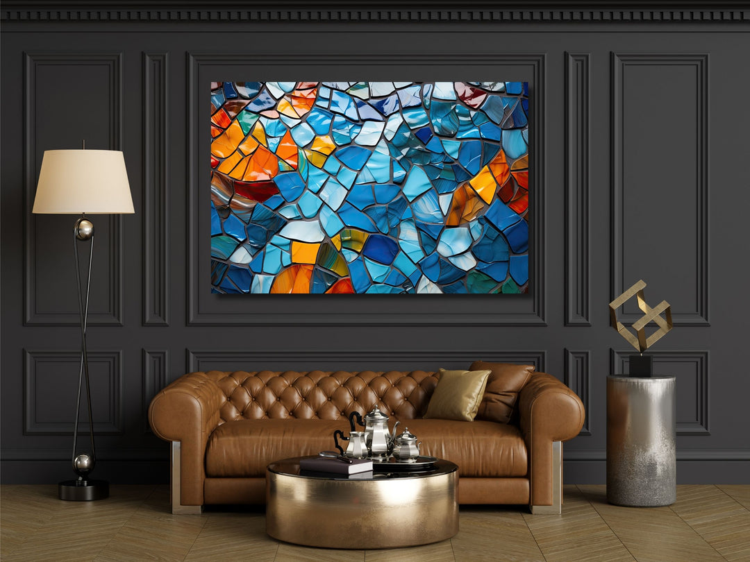 Abstract Mosaic Stained Glass Pattern Wall Art-Home Office Wall Painting Decor