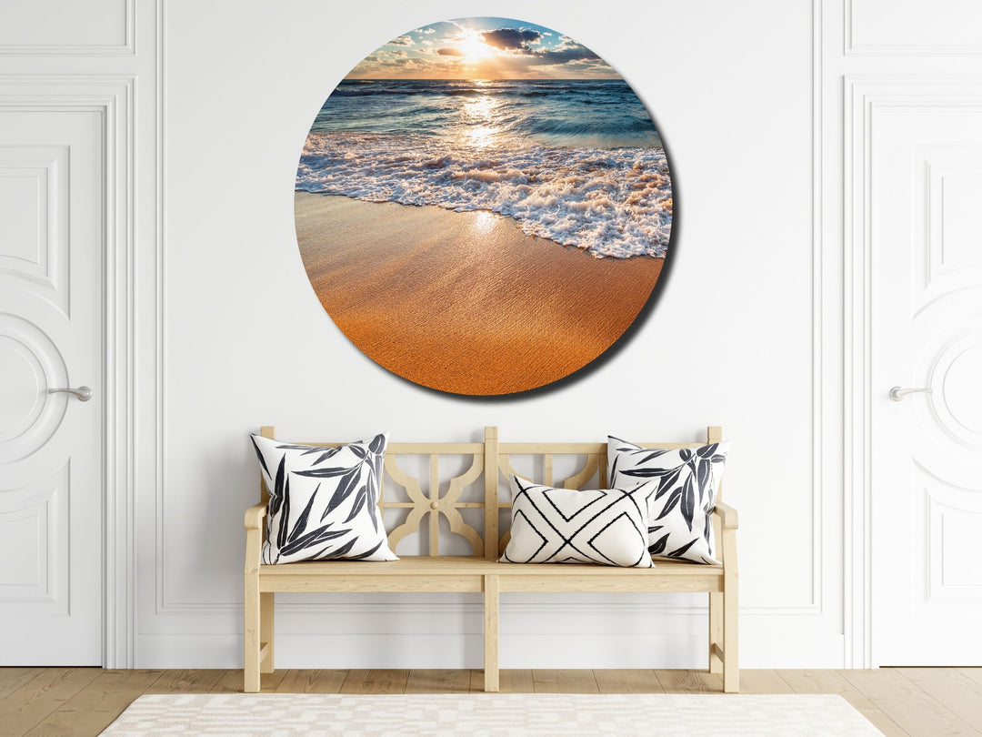 Ocean Beach&Sunset Wall Art Decor-Home&Office Glass Printing Wall Painting