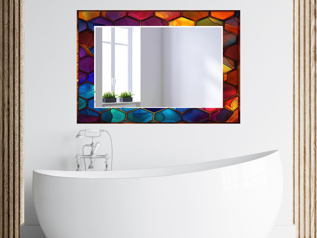 Abstract Stained Glass Pattern Wall Mirror-Home Office Wall Decoration