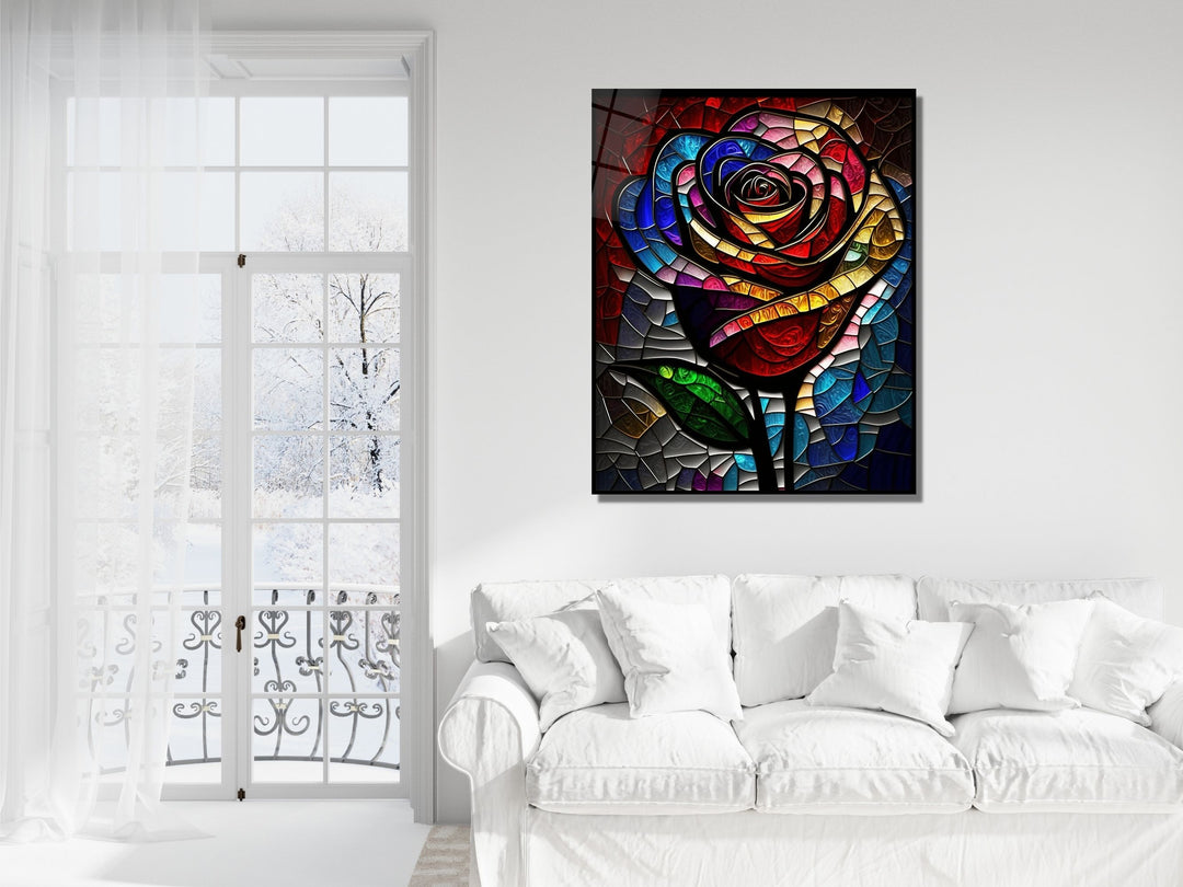 Stained Glass Rose Pattern Wall Art Window-Wall Painting Decor