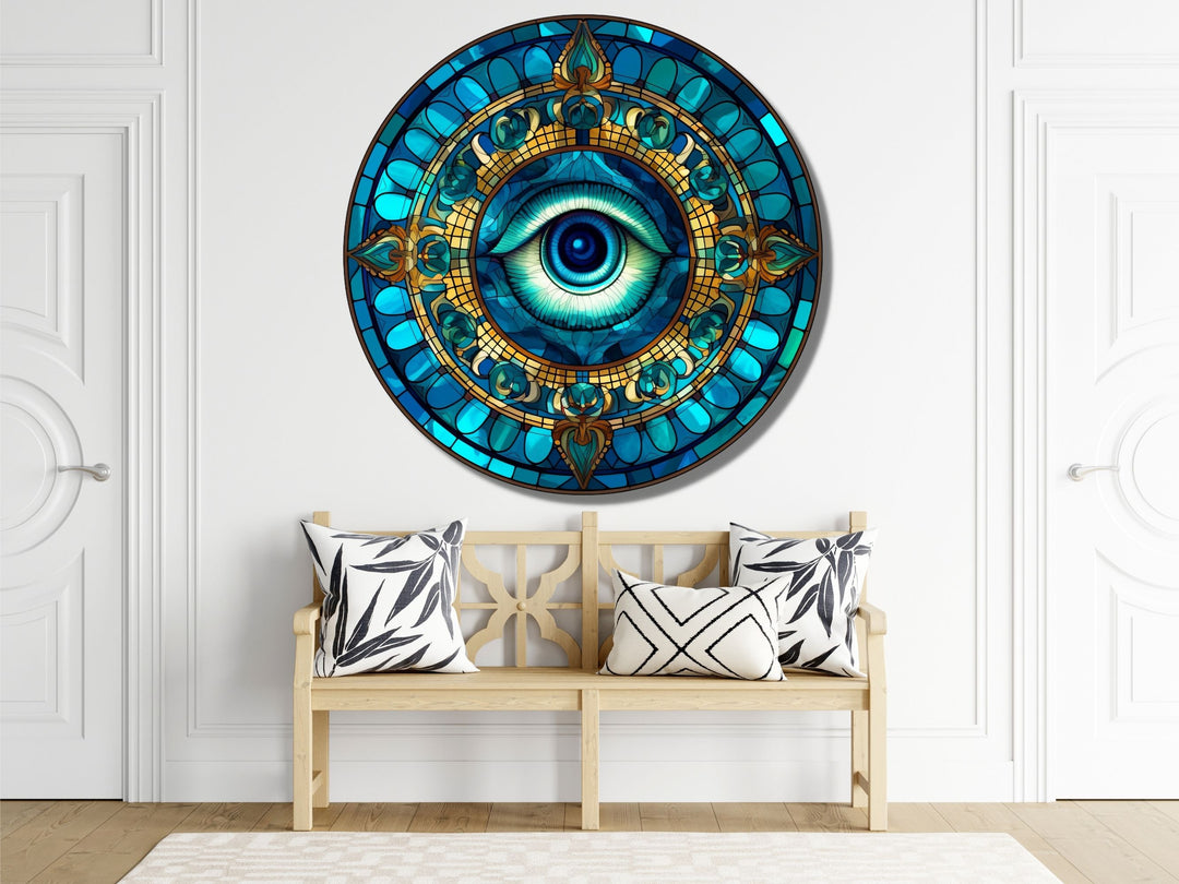 Round Evil Eye Glass Printing Wall Art-Home Office Wall Painting Decor