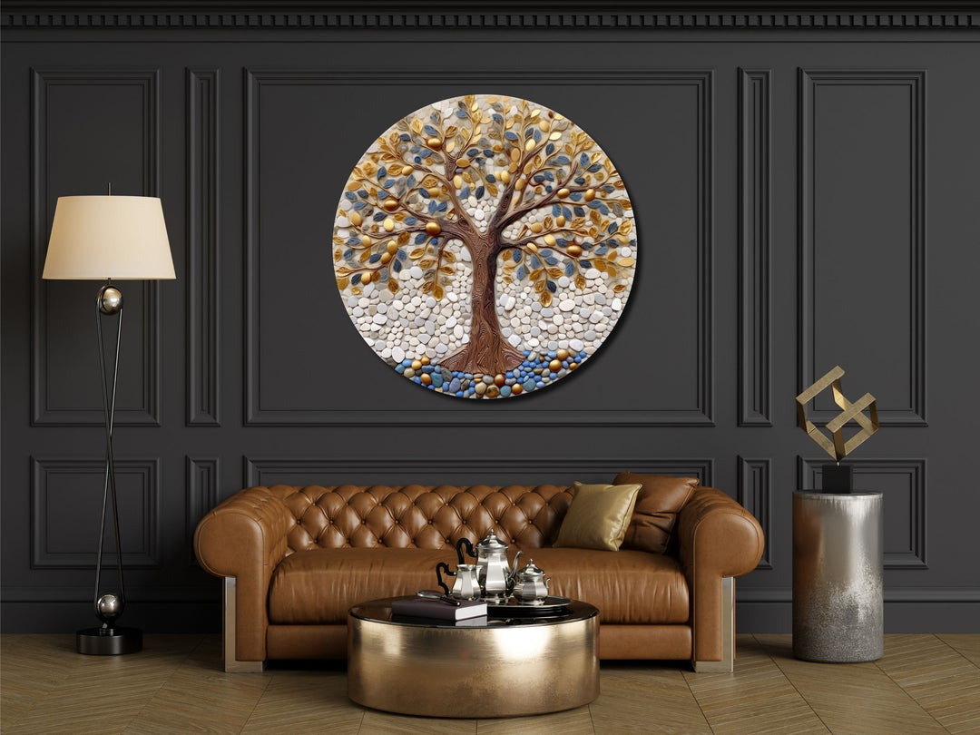 Tree of Life Stained Glass Pattern Wall Art Window-Wall Painting Decor Round