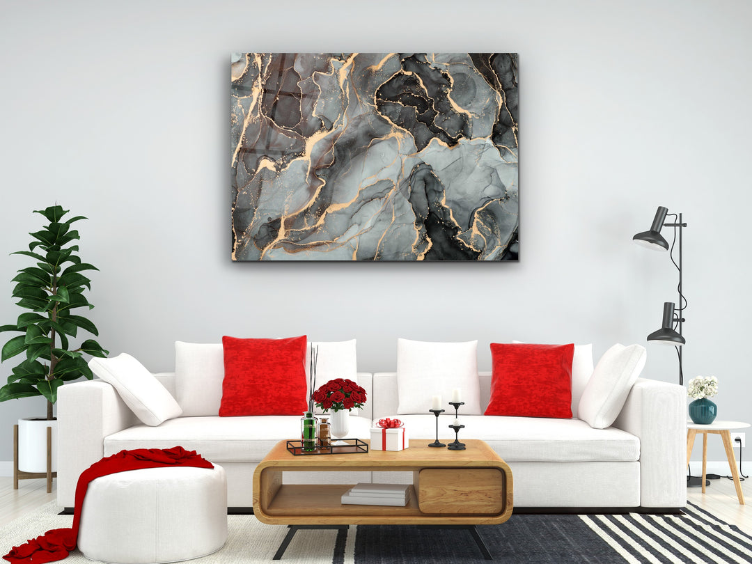 Abstract Marble Pattern Glass Printing Wall Art-Wall Painting Decor